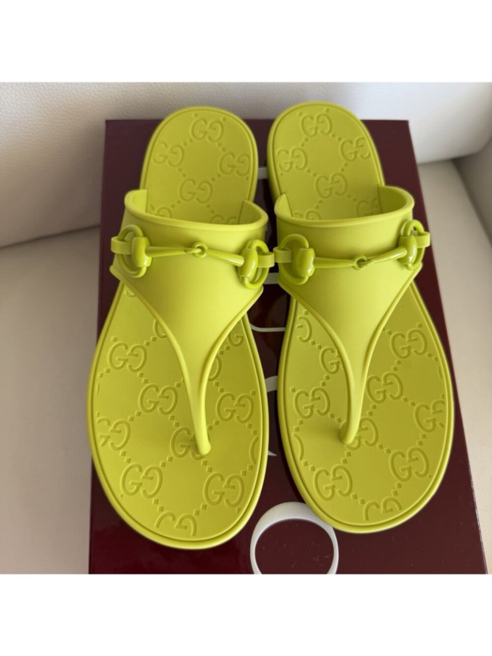 NEW Gucci Women's Thong Sandals Shoes Horsebit Green GG Sz 38 100% Authentic - Picture 6 of 10